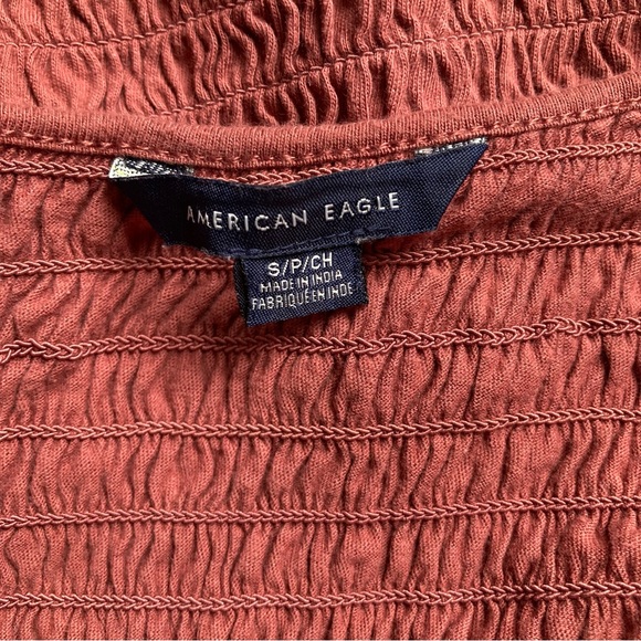 American Eagle Rust Scrunchie Ruffle Crop Top size Small - Picture 3 of 4